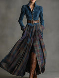 Cristal | Vestido maxi en ante azul