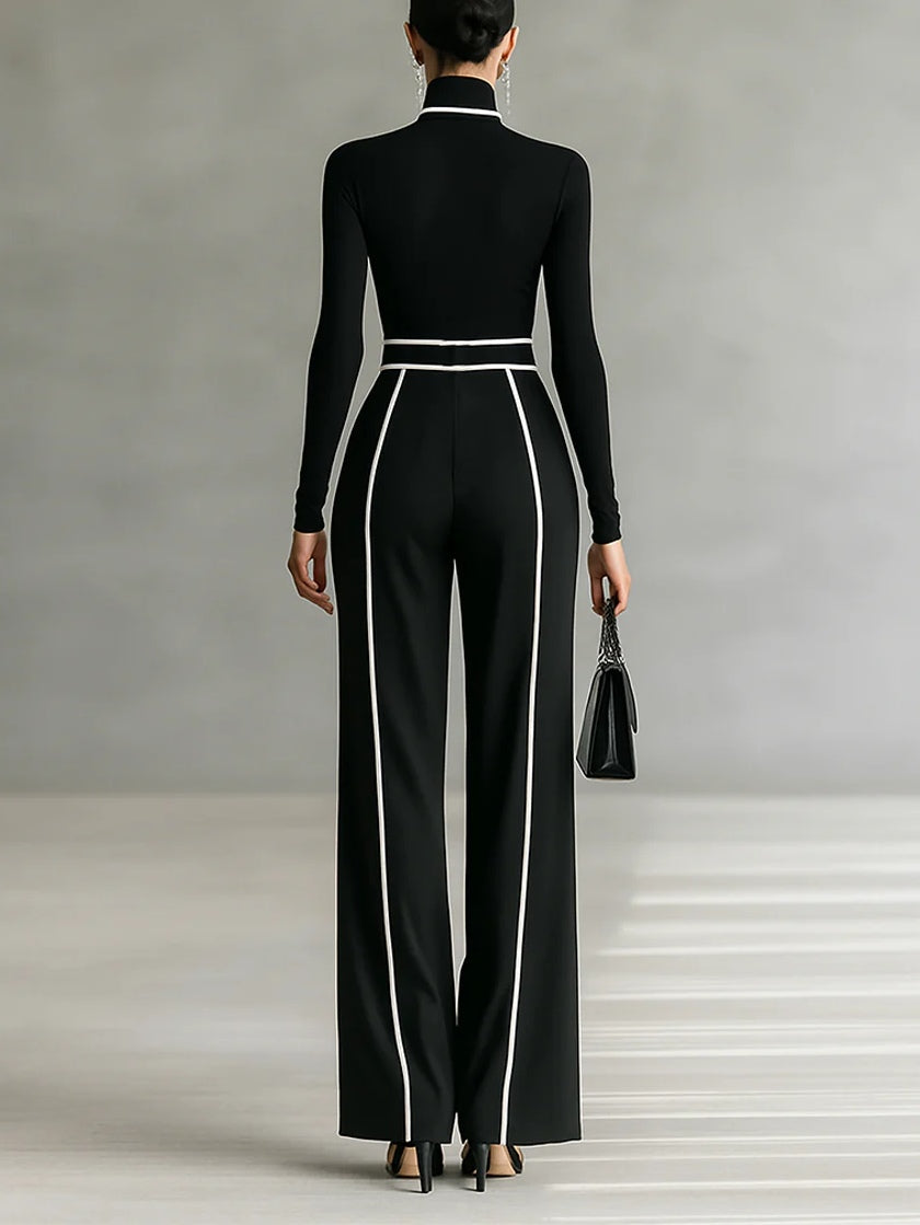 Emma ❘ Conjunto elegante de dos piezas con cuello alto y pantalón ancho