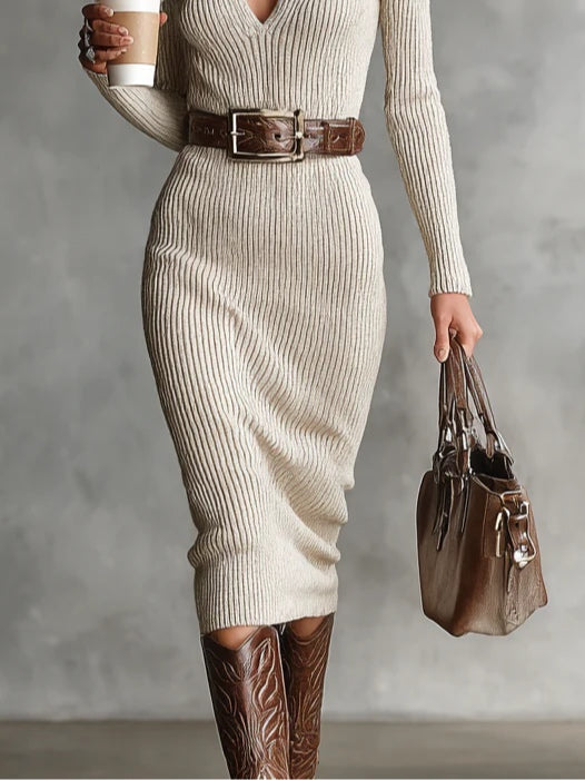 Clara ║ Vestido de punto con cuello medio alto