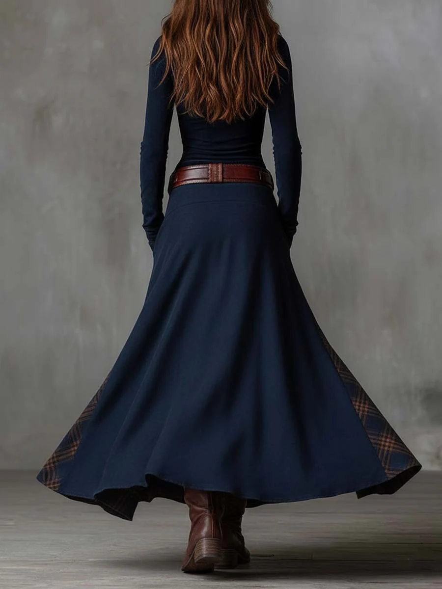 Nadia | Vestido maxi de ante con cinturón